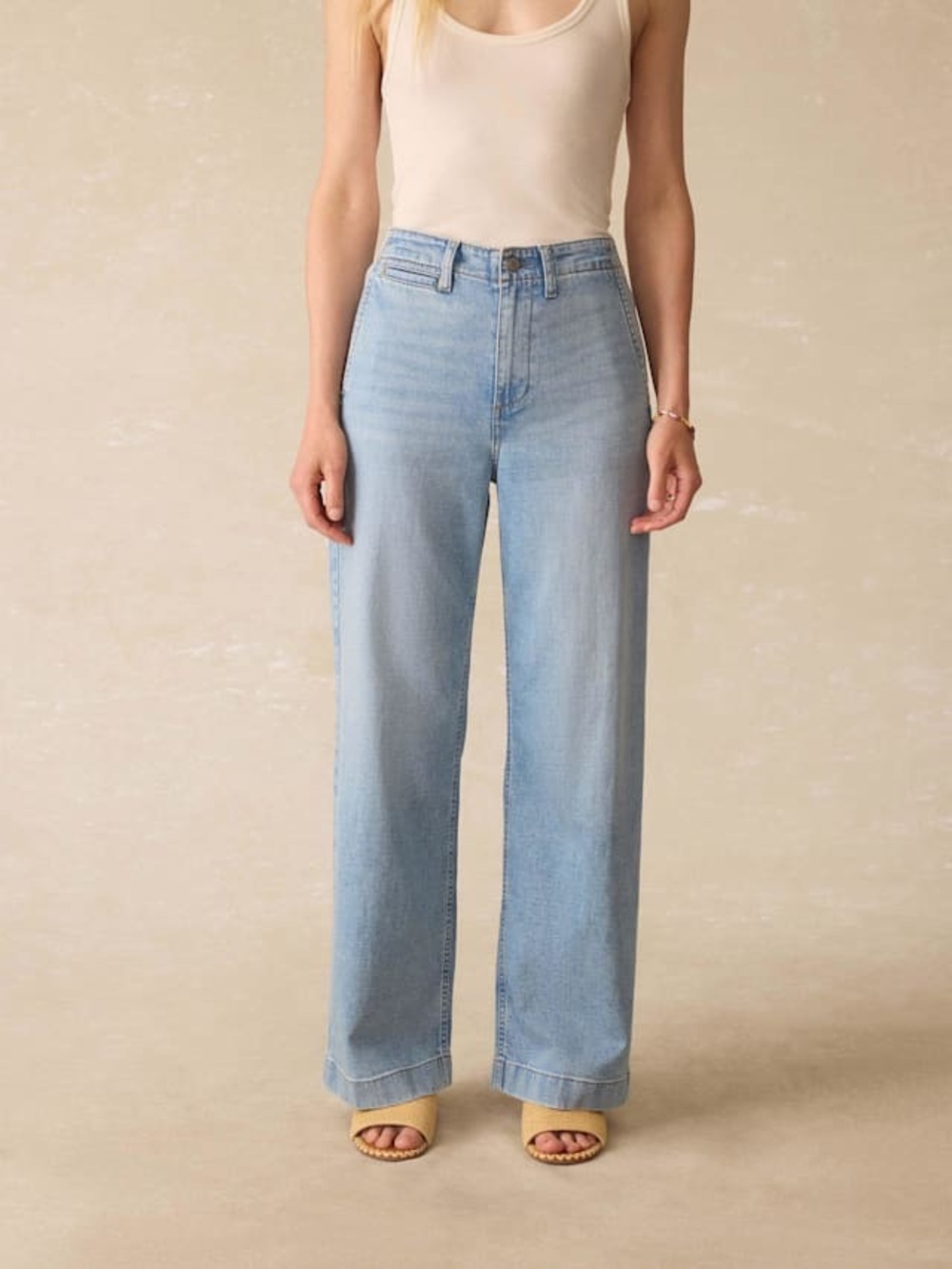 Faherty Pale Linen Denim Wide-Leg Jeans NWT - Picture 3 of 5